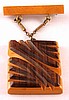 BP289 butterscotch bakelite/carved wood rectangle pin